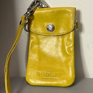 Rudsak Genuine LeatherTravel Button Phone Wristlet Wallet Yellow